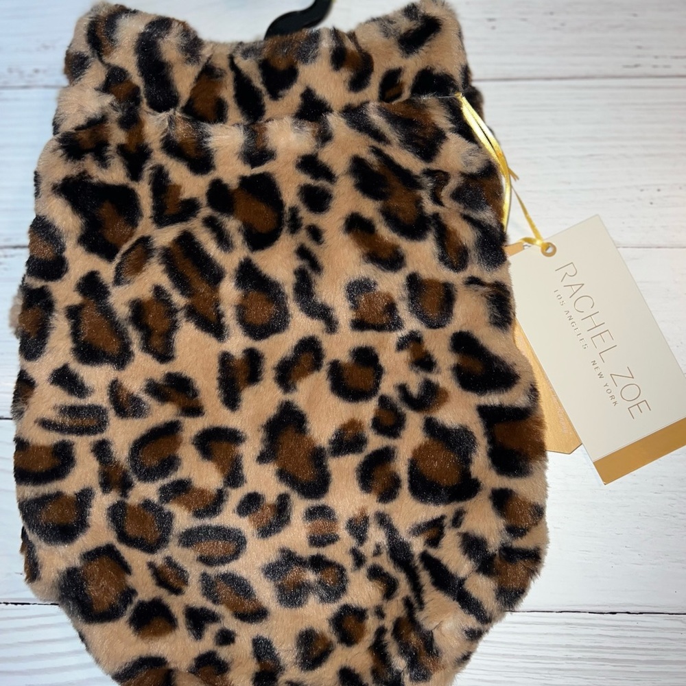 Rachel Zoe fuzzy Dog Sweater Size Small Leopard Print NWT